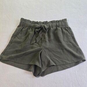 LOFT Paperbag Waist Shorts Women Medium Olive Green Elastic Tie High Rise 557219